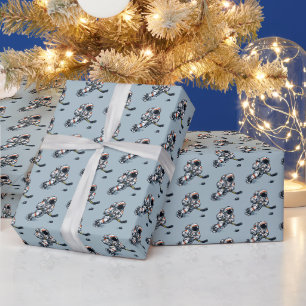 Astronaut Hockey Wrapping Paper