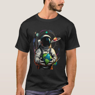 Astronaut hold planet science space for youth men T-Shirt