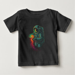 Astronaut Holding a Cosmic Spiral Baby T-Shirt