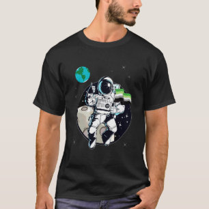 Astronaut Holding Agender Flag On Moon Proud Lgbt  T-Shirt