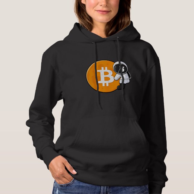 Astronaut Holding Bitcoin To The Moon HODL BTC Cry Hoodie (Front)