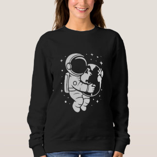 Astronaut Holding Earth Space Graphic Art Design Sweatshirt