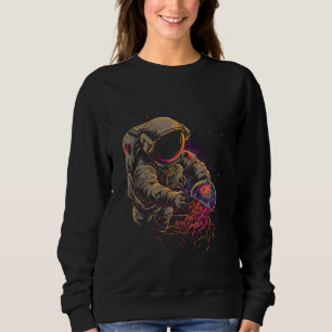 Astronaut Holding Jellyfish Astronomy Space Galaxy Sweatshirt