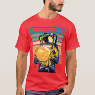 Astronaut holding Moon Retro Cosmic  T-Shirt