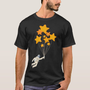 Astronaut Holding On To Stars Fun Cartoon Space Tr T-Shirt