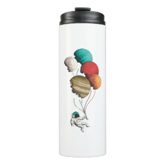 Astronaut Holding Planet Balloons Solar System Thermal Tumbler