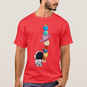 Astronaut Holding Planet Icecream BoysGirls SEM Ki T-Shirt