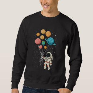 Astronaut Holding Planets Balloons Kids Sweatshirt