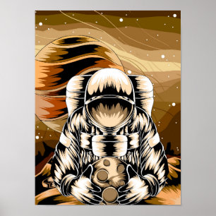 Astronaut Holding The Moon Poster