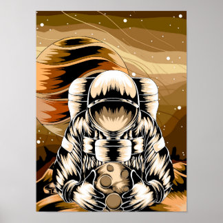 Astronaut Holding The Moon Poster