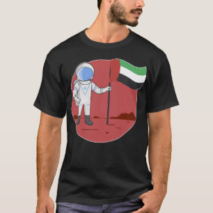 Astronaut Holding Uae Flag On Top Of Planet Mars