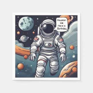 Astronaut Houston, We Have A Birthday!   Napkin