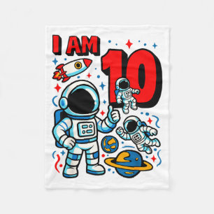 Astronaut I Am 10 Years Old Birthday Boy 10th Oute Fleece Blanket