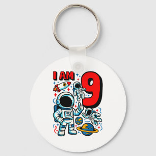 Astronaut I Am 9 Years Old Birthday Boy 10th Outer Key Ring