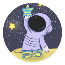 Astronaut in different socks round sticker