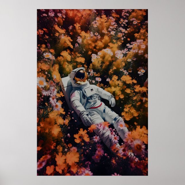 Astronaut in Flowers Art Print Gothic Sci-Fi (Front)