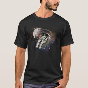 Astronaut in Lawn Chair Floats Through Outer Space T-Shirt