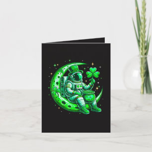 Astronaut in Moon Space Saint Patrick's Day Holiday Card