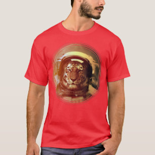 Astronaut In Outer Space Tiger Cat Helmet Retro T  T-Shirt