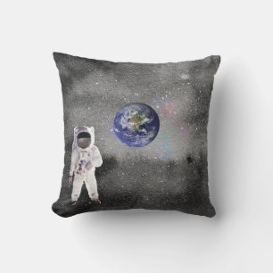 Astronaut in Outer Space Viewing Planet Earth Cushion