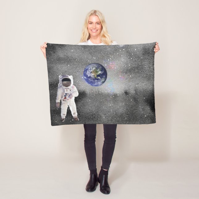 Astronaut in Outer Space Viewing Planet Earth   Fleece Blanket (In Situ)