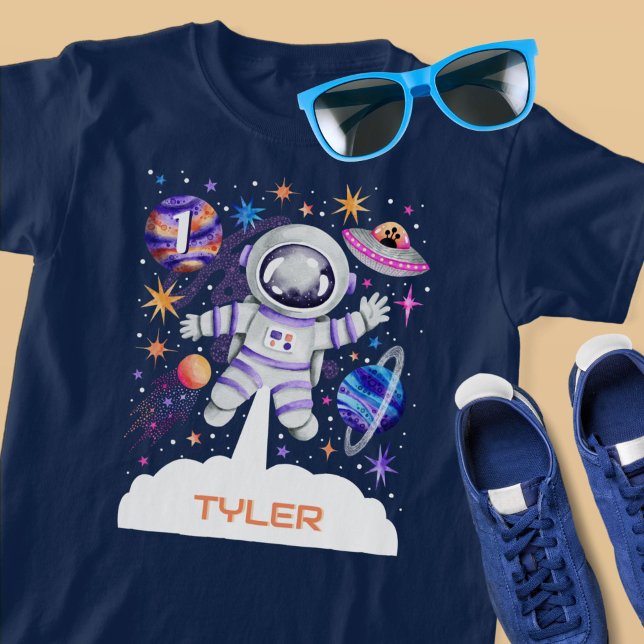 Astronaut in Outer Space with Planets and a Rocket T-Shirt (Astronaut in Outer Space with Planets and a Rocket T-Shirt)