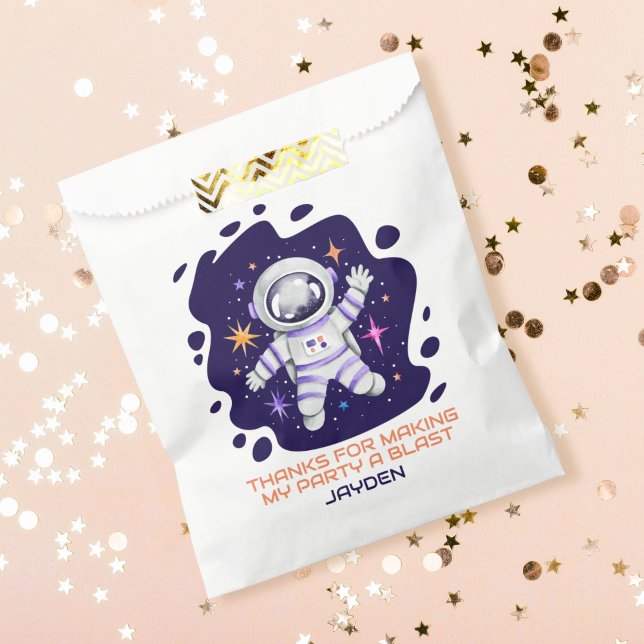 Astronaut in Outer Space with Stars First Birthday Favour Bag (Astronaut in Outer Space with Stars First Birthday Favor Bag)