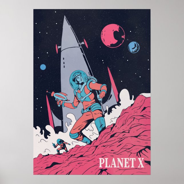 Astronaut in Planet in Space Poster (Front)