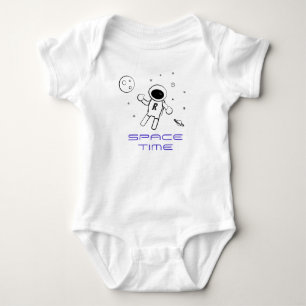 Astronaut In Space - Art in Black, White & Purple Baby Bodysuit