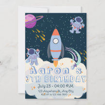 Astronaut in space Birthday Invitation