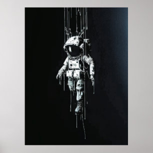 Astronaut in Space Galaxy Dripping Poster