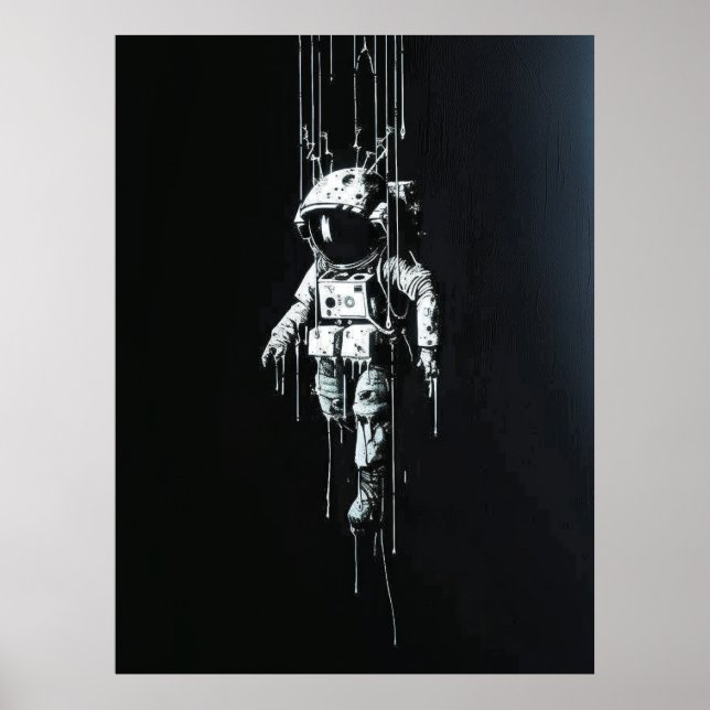 Astronaut in Space Galaxy Dripping Poster (Front)