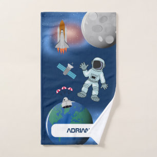 Astronaut in Space Galaxy Theme  Bath Towel Set