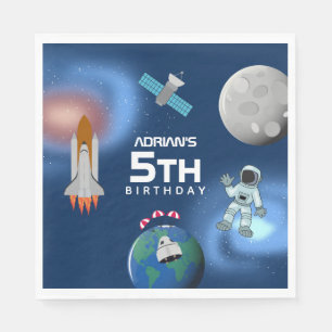 Astronaut in Space Galaxy Theme Birthday Party Napkin