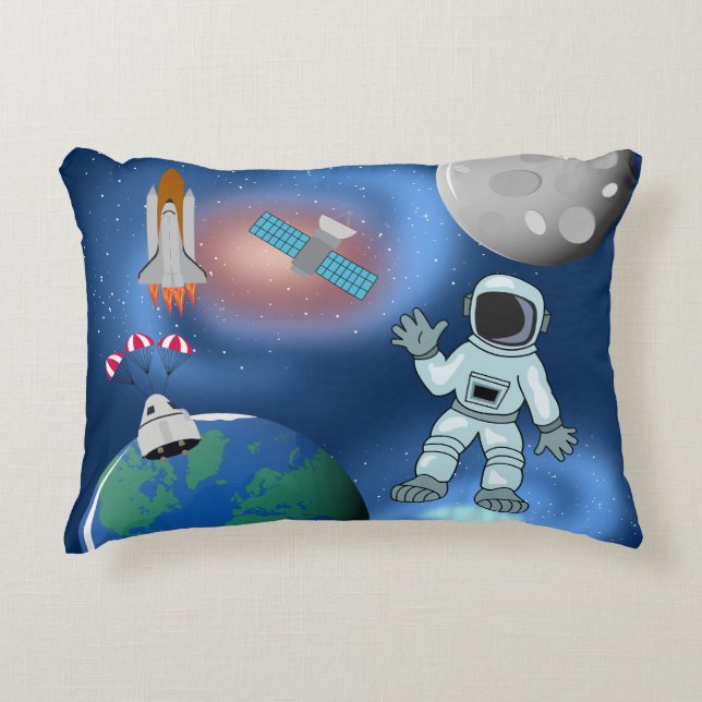 Astronaut in Space Galaxy Theme Decorative Cushion (Front)