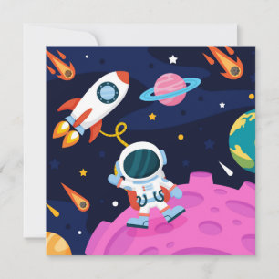 Astronaut in Space Holiday Card