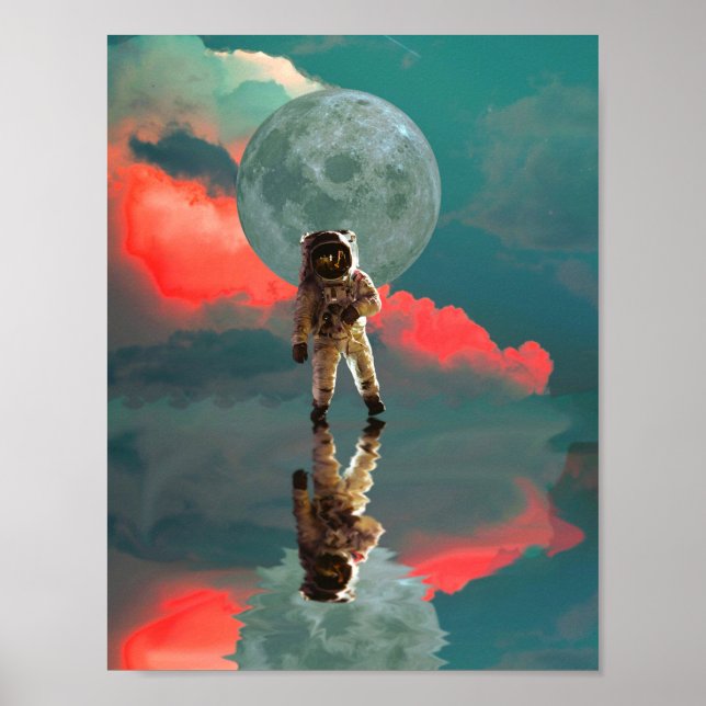 Astronaut in Space Moon Retro Poster (Front)