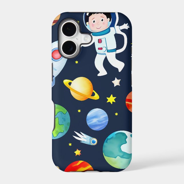 Astronaut in Space Planets and Rockets Pattern (Back)