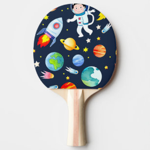 Astronaut in Space Planets and Rockets Pattern Ping Pong Paddle