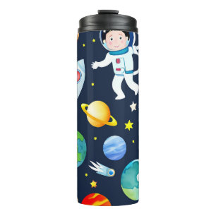Astronaut in Space Planets and Rockets Pattern Thermal Tumbler