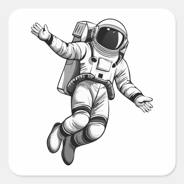 Astronaut in space square sticker (Front)