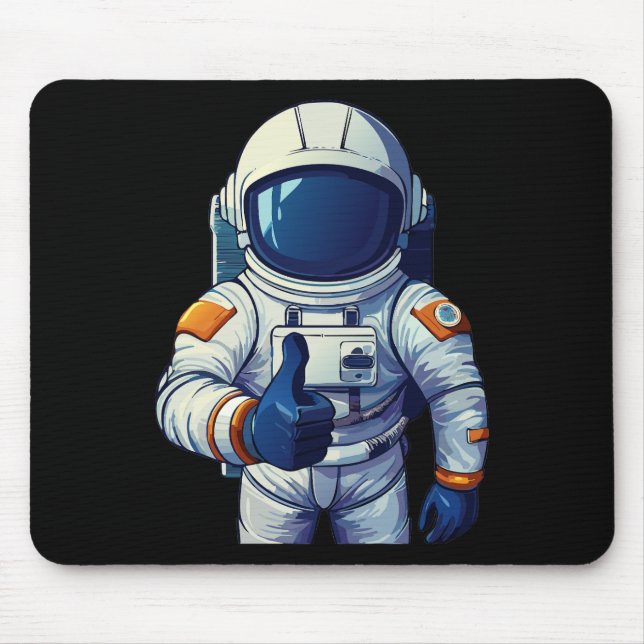 astronaut in space suit showing thumb up  mouse pad (Front)