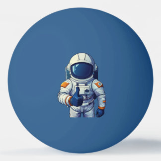 astronaut in space suit showing thumb up  ping pong ball