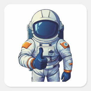 astronaut in space suit showing thumb up  square sticker