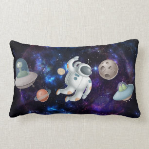 Astronaut in space UFO alien ship boys bedroom Lumbar Cushion