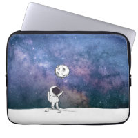 Astronaut in space with moon balloon cosmos stars