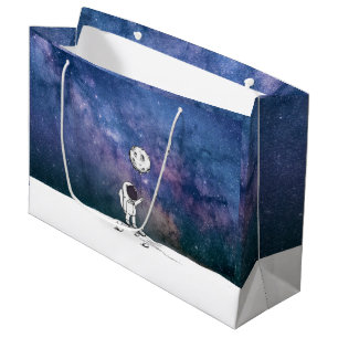Astronaut in space with moon balloon cosmos stars large gift bag