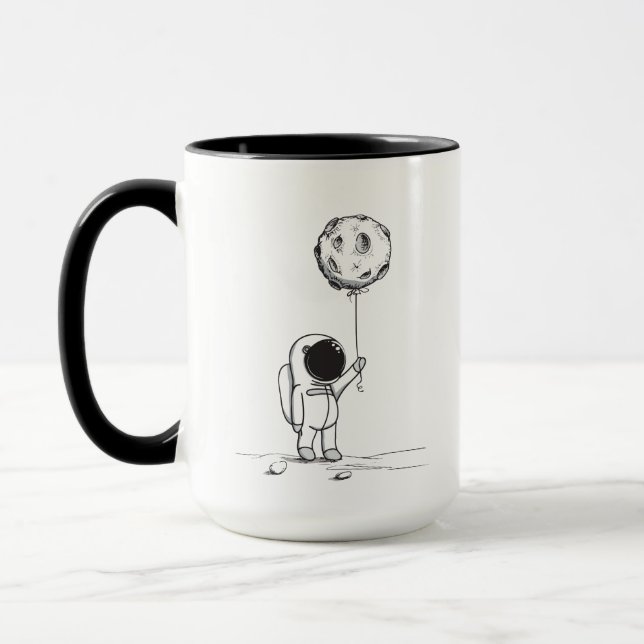 Astronaut in space with moon balloon cosmos stars mug (Left)