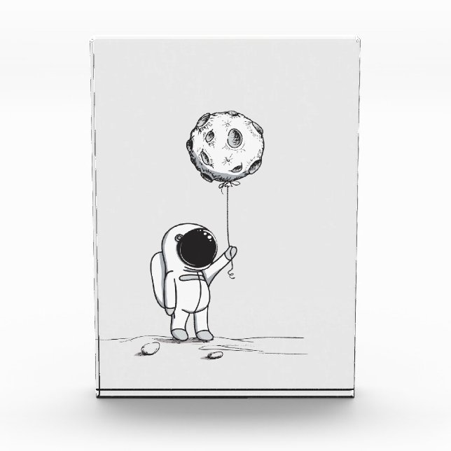 Astronaut in space with moon balloon cosmos stars photo block (Front)