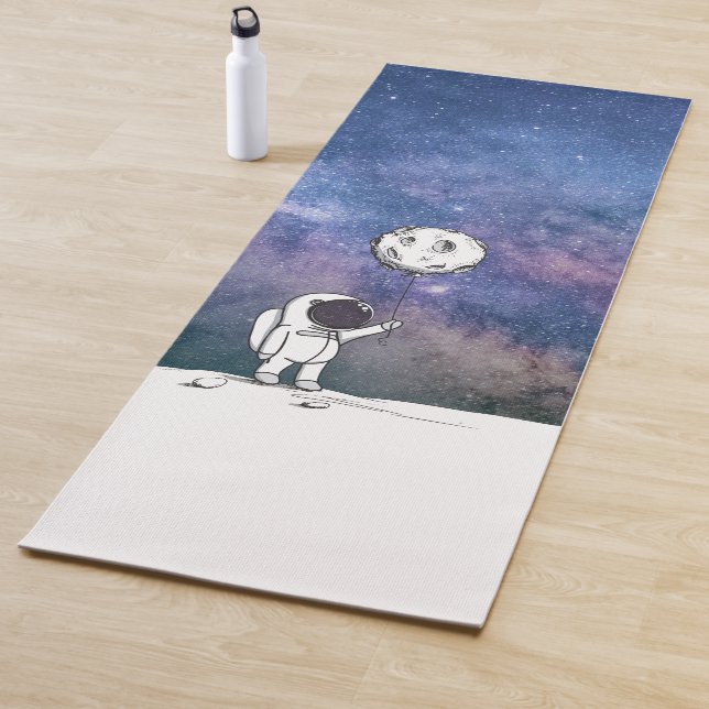 Astronaut in space with moon balloon cosmos stars yoga mat (In Situ)